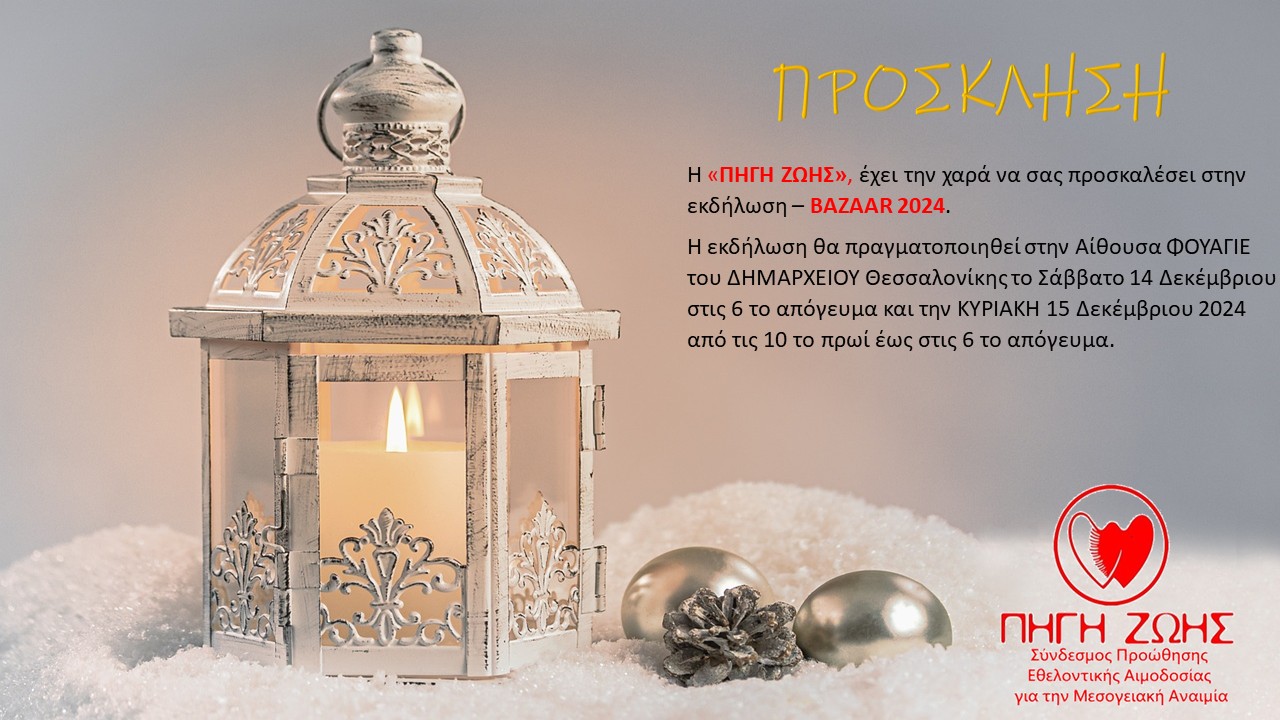 Χριστουγεννιάτικο bazaar της ΠΗΓΗ ΖΩΗΣ